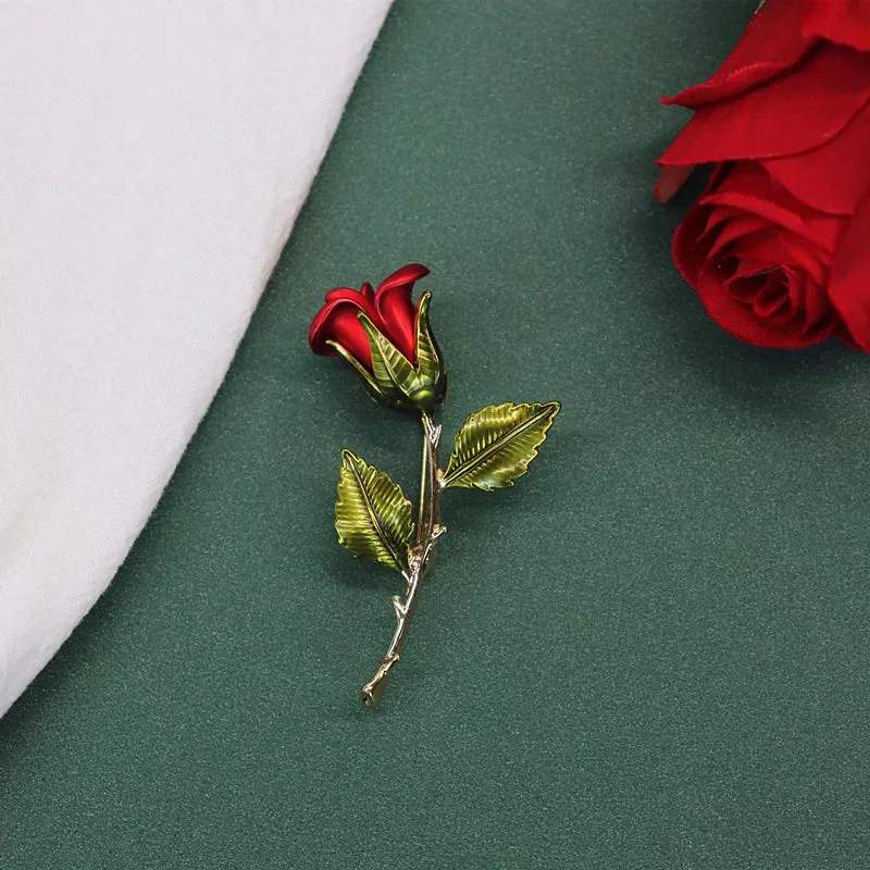 Beautiful Rose Flower Brooches Collection For Women Lady Elegant Flower Pin Summer Design Party Valentine Day Gift