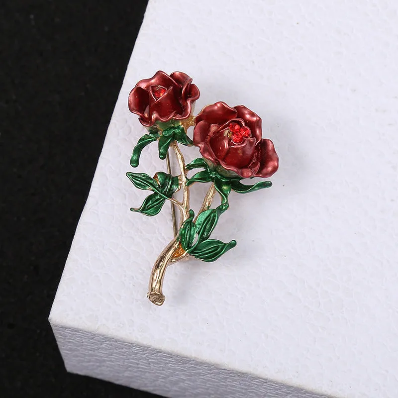 Beautiful Rose Flower Brooches Collection For Women Lady Elegant Flower Pin Summer Design Party Valentine Day Gift