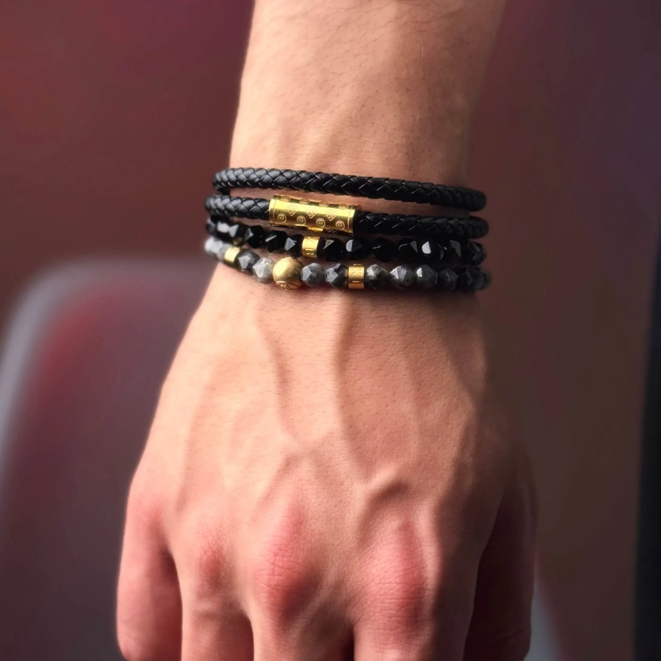 Black and Gold Plated Monogram Stack