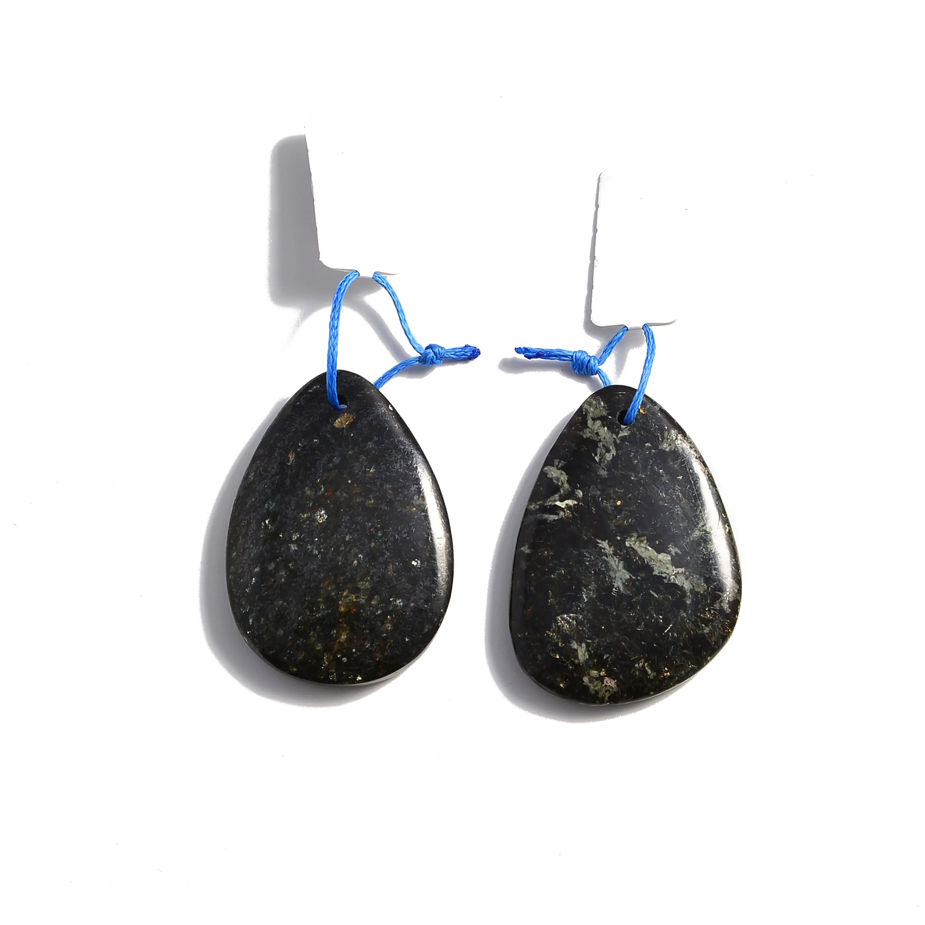 Black Arfvedsonite Pendant Teardrop or Irregular Shape Approx 30x40mm