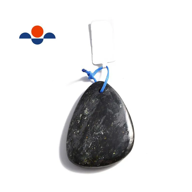 Black Arfvedsonite Pendant Teardrop or Irregular Shape Approx 30x40mm