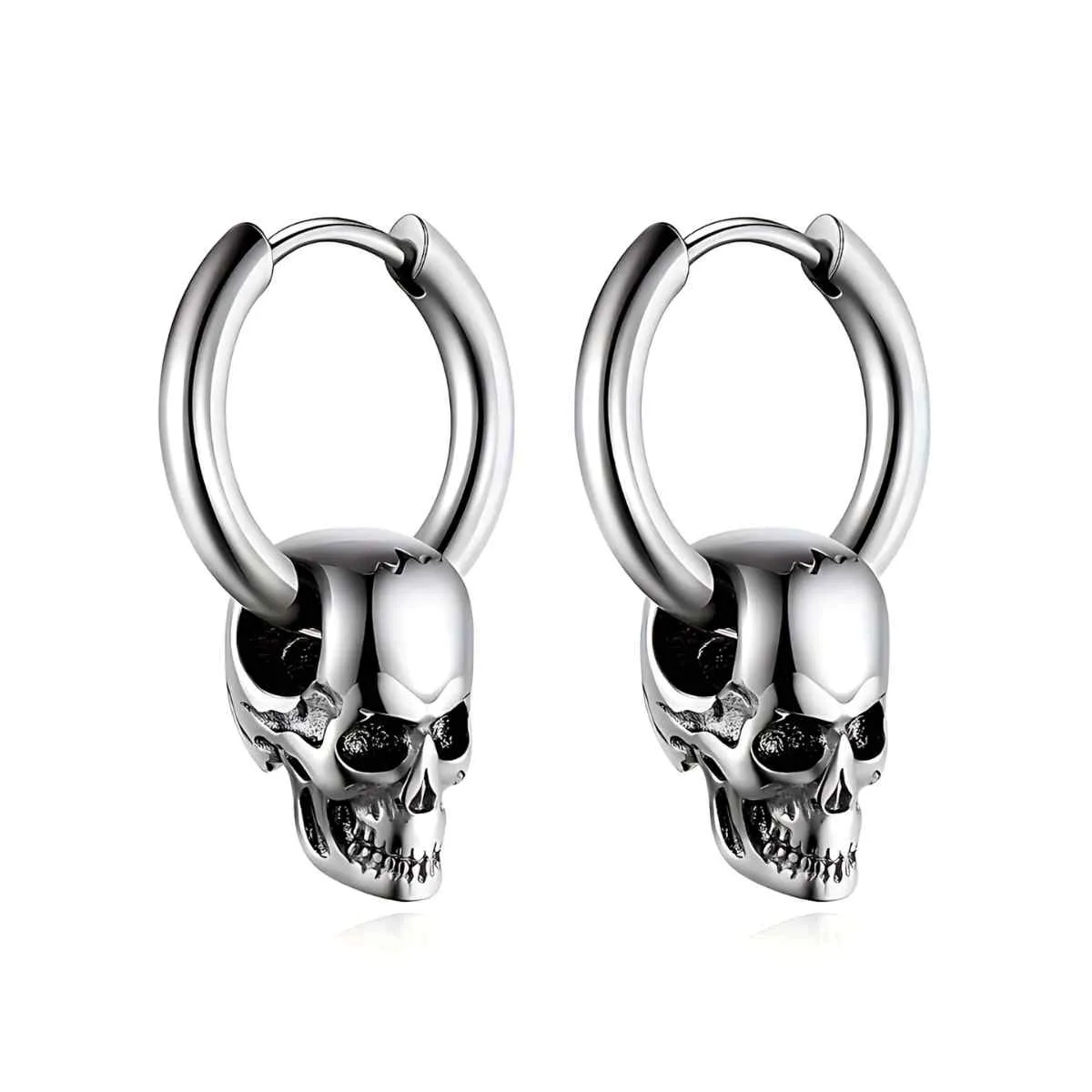 Black Skull Huggie Hoop Earrings