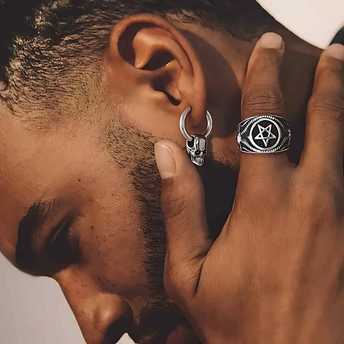 Black Skull Huggie Hoop Earrings