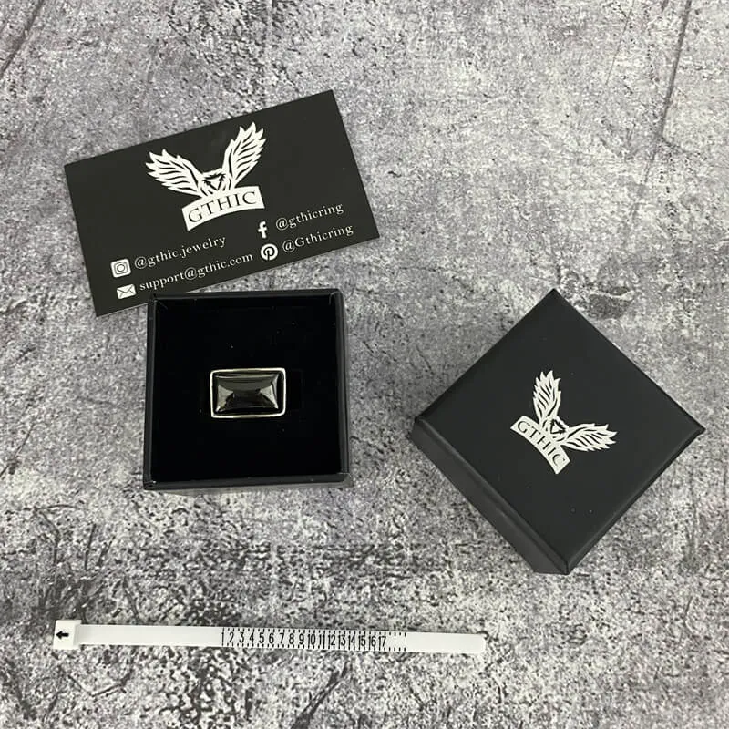 Black Zircon Stainless Steel Minimalism Ring