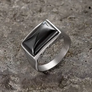 Black Zircon Stainless Steel Minimalism Ring