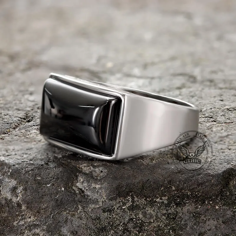 Black Zircon Stainless Steel Minimalism Ring