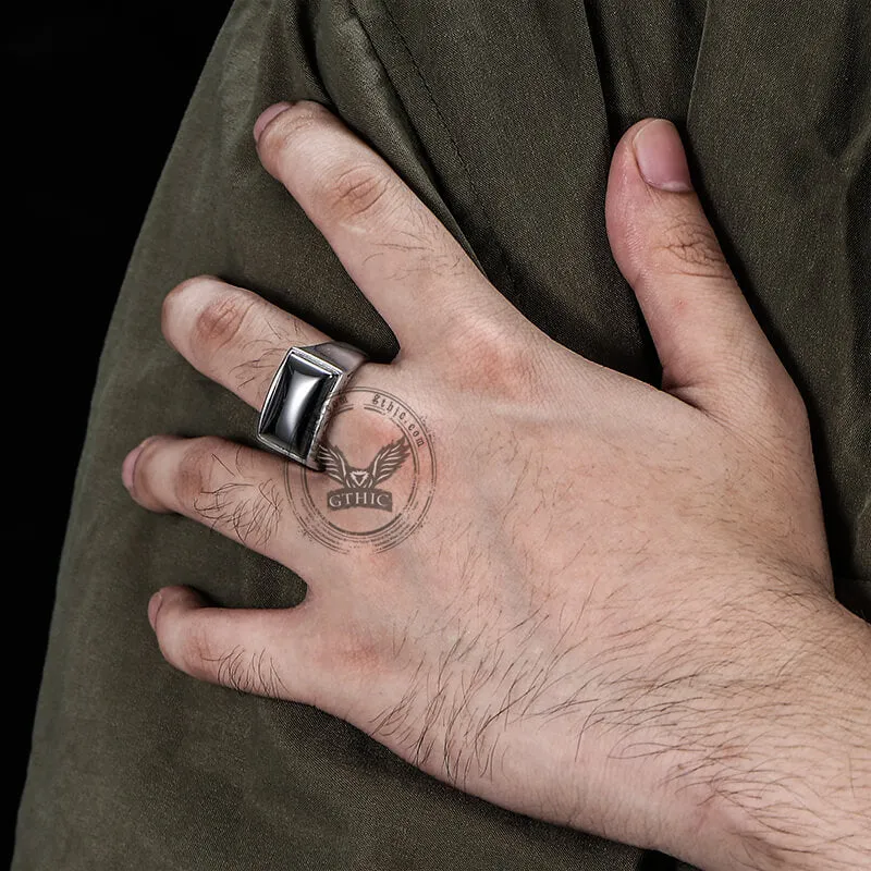 Black Zircon Stainless Steel Minimalism Ring