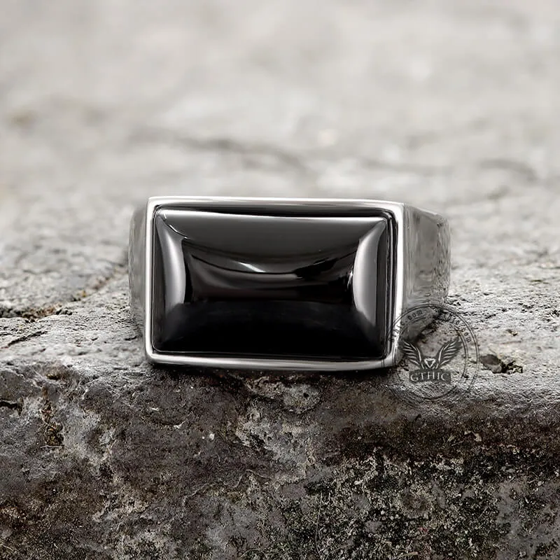 Black Zircon Stainless Steel Minimalism Ring