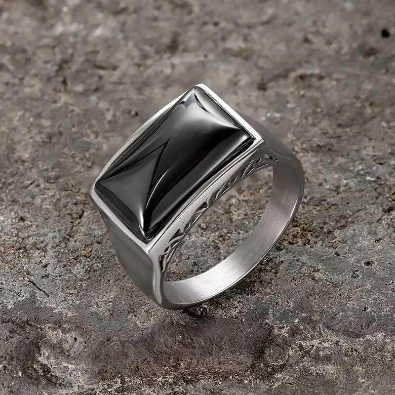 Black Zircon Stainless Steel Minimalism Ring