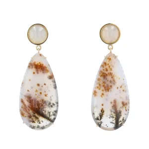 Boucles d'oreilles agate à dendrite et pierre de lune