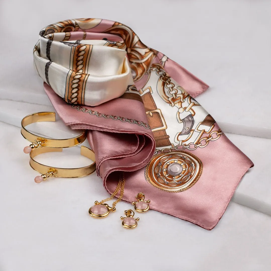 Briolette - Rose Quartz and 14K Gold on Brass Cuff Bracelet