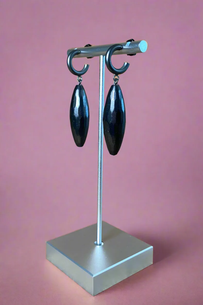 Brushed Black Pendant Earrings