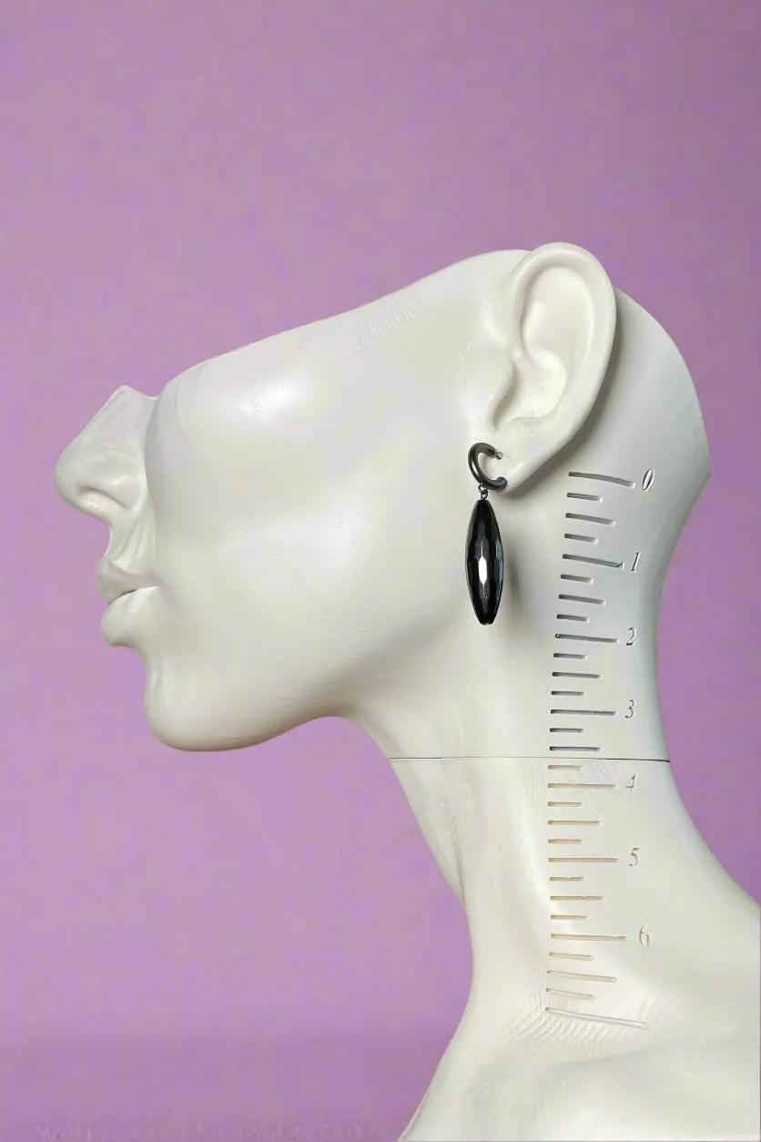 Brushed Black Pendant Earrings
