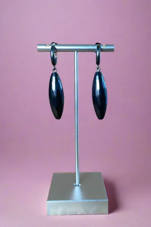 Brushed Black Pendant Earrings