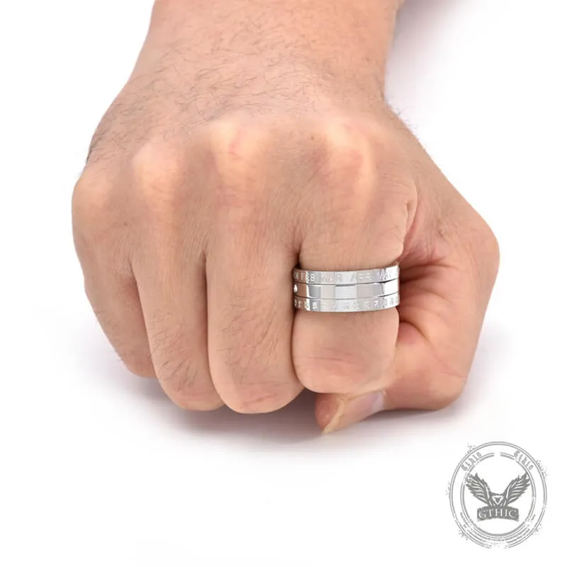 Calendar Diamond Stainless Steel Spinner Ring