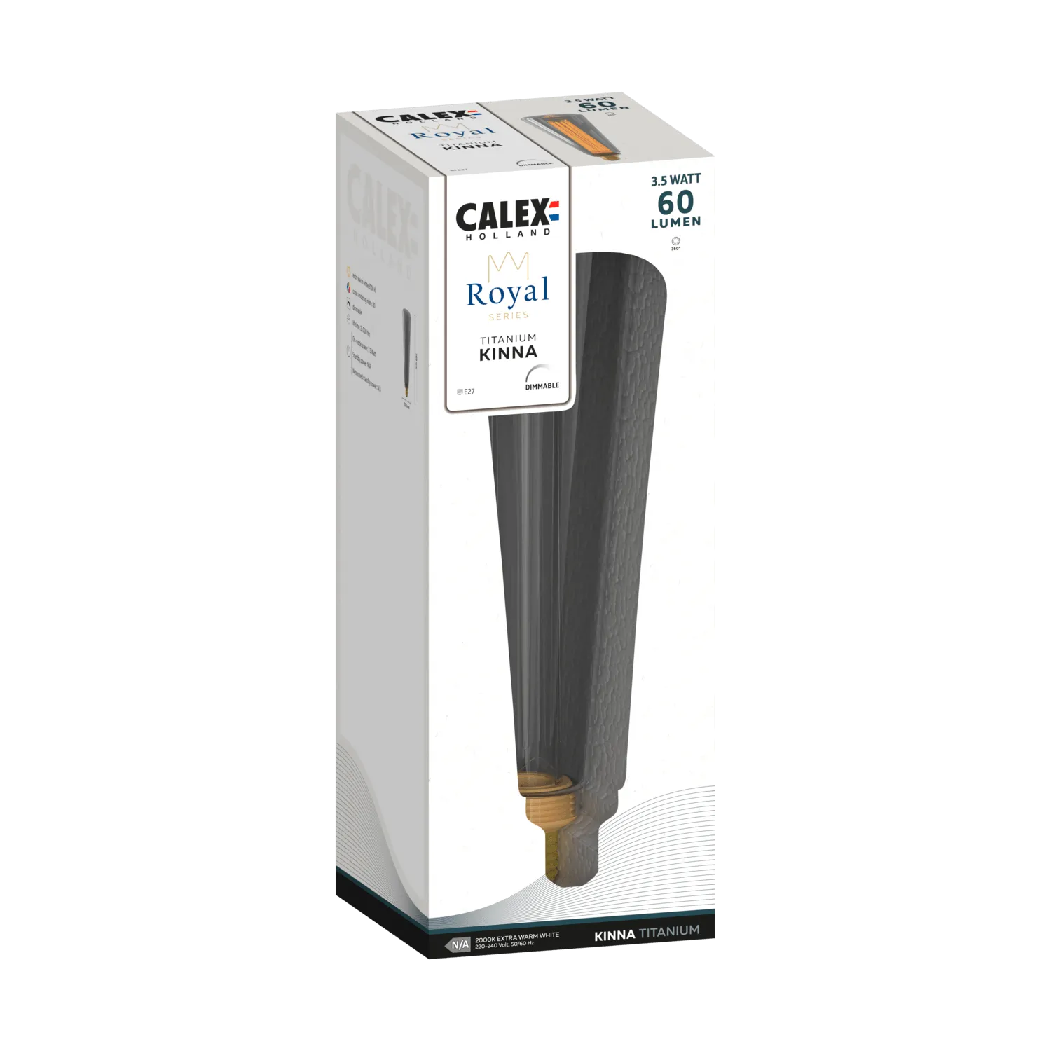 Calex Royal Kinna Bulb - E27 - Filament - Titanium - Warm White Light - 3.5W
