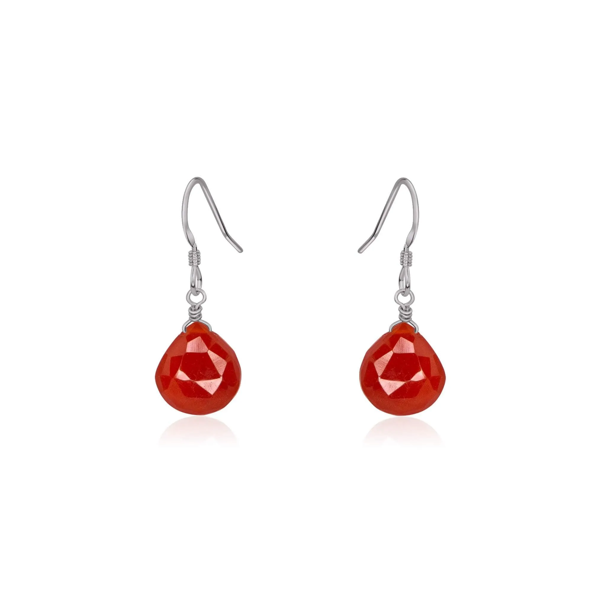 Carnelian Gemstone Teardrop Dangle Earrings