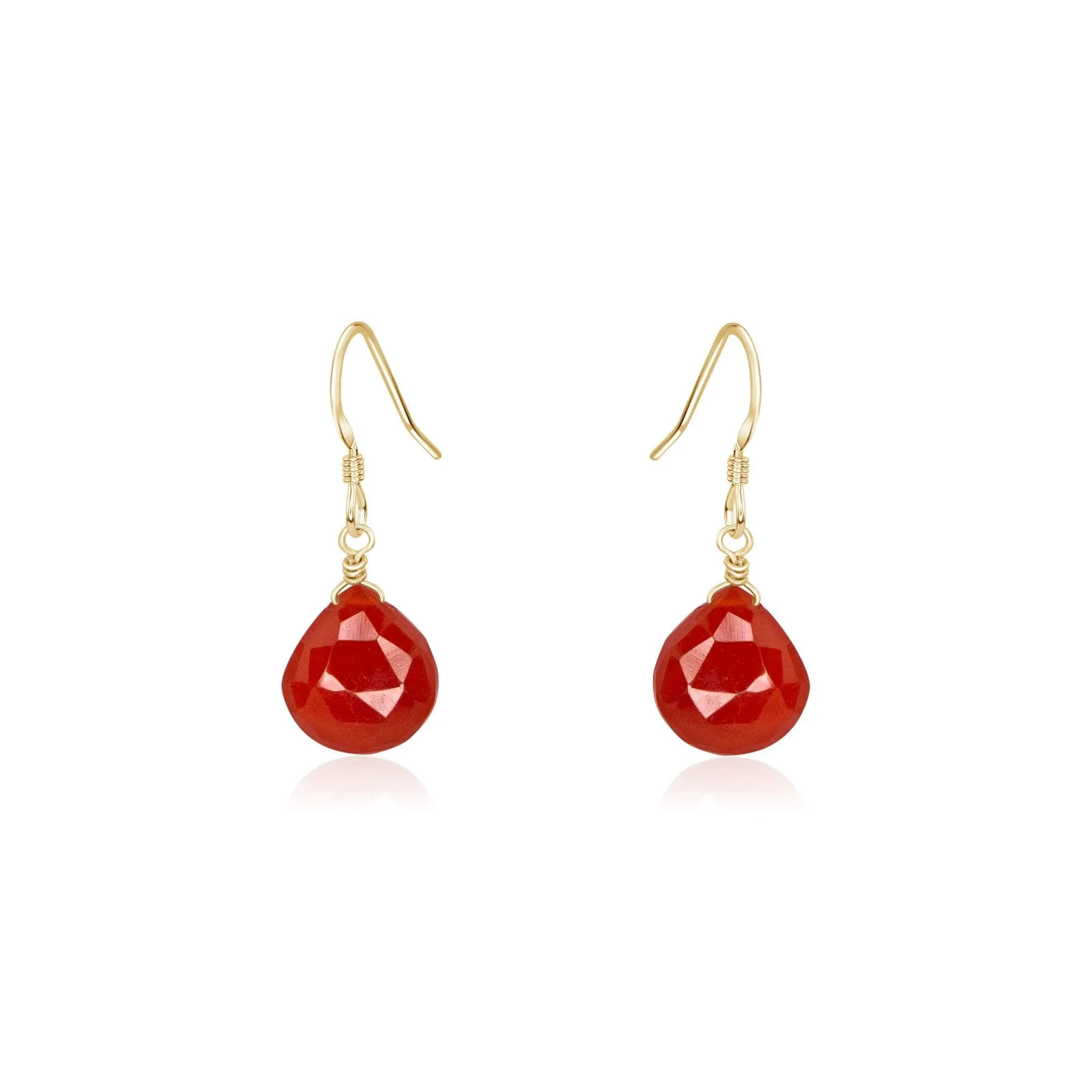 Carnelian Gemstone Teardrop Dangle Earrings