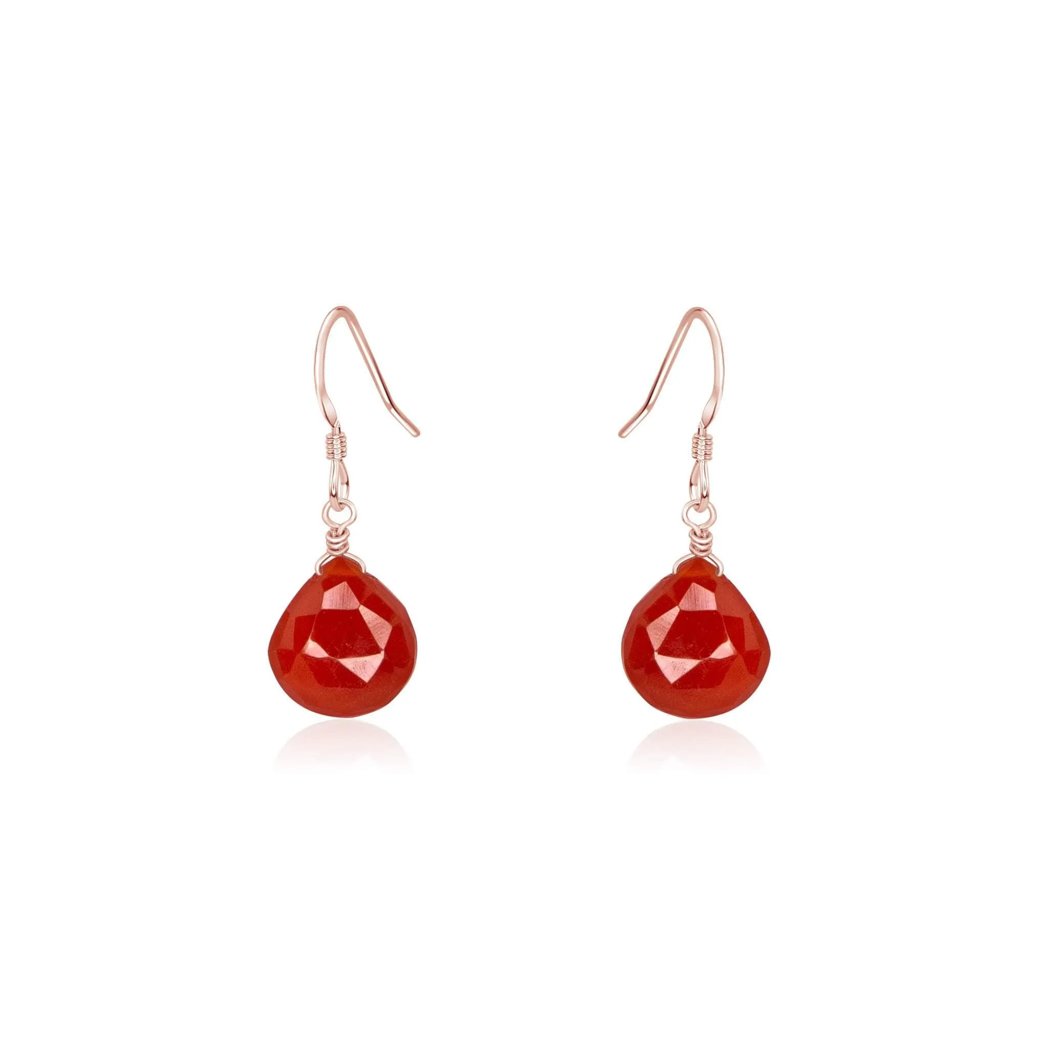 Carnelian Gemstone Teardrop Dangle Earrings