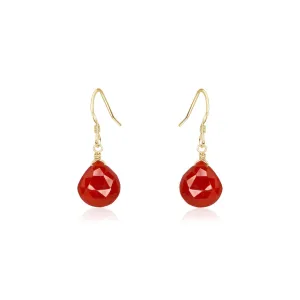 Carnelian Gemstone Teardrop Dangle Earrings