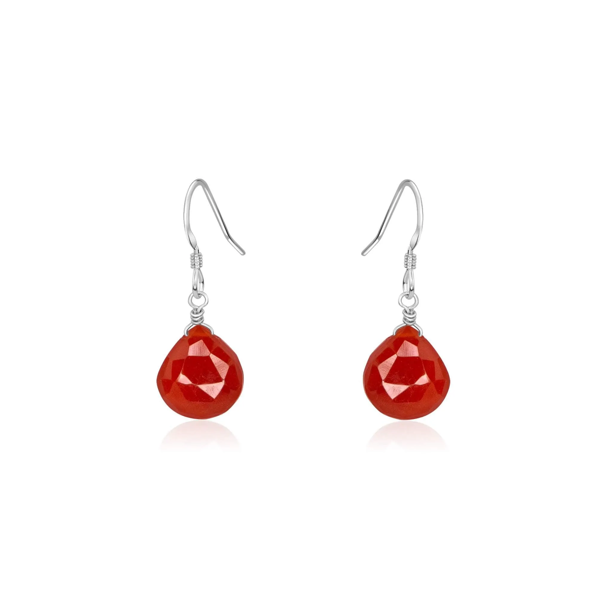 Carnelian Gemstone Teardrop Dangle Earrings