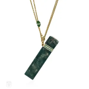 Cartier Art Deco agate and gold perfume bottle pendant