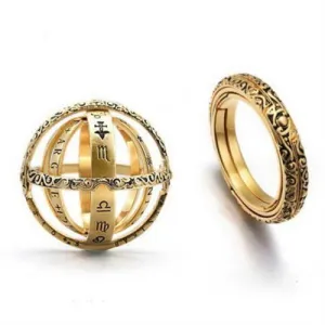 Celestial Sphere: Golden Astronomical Ball Rotating Ring