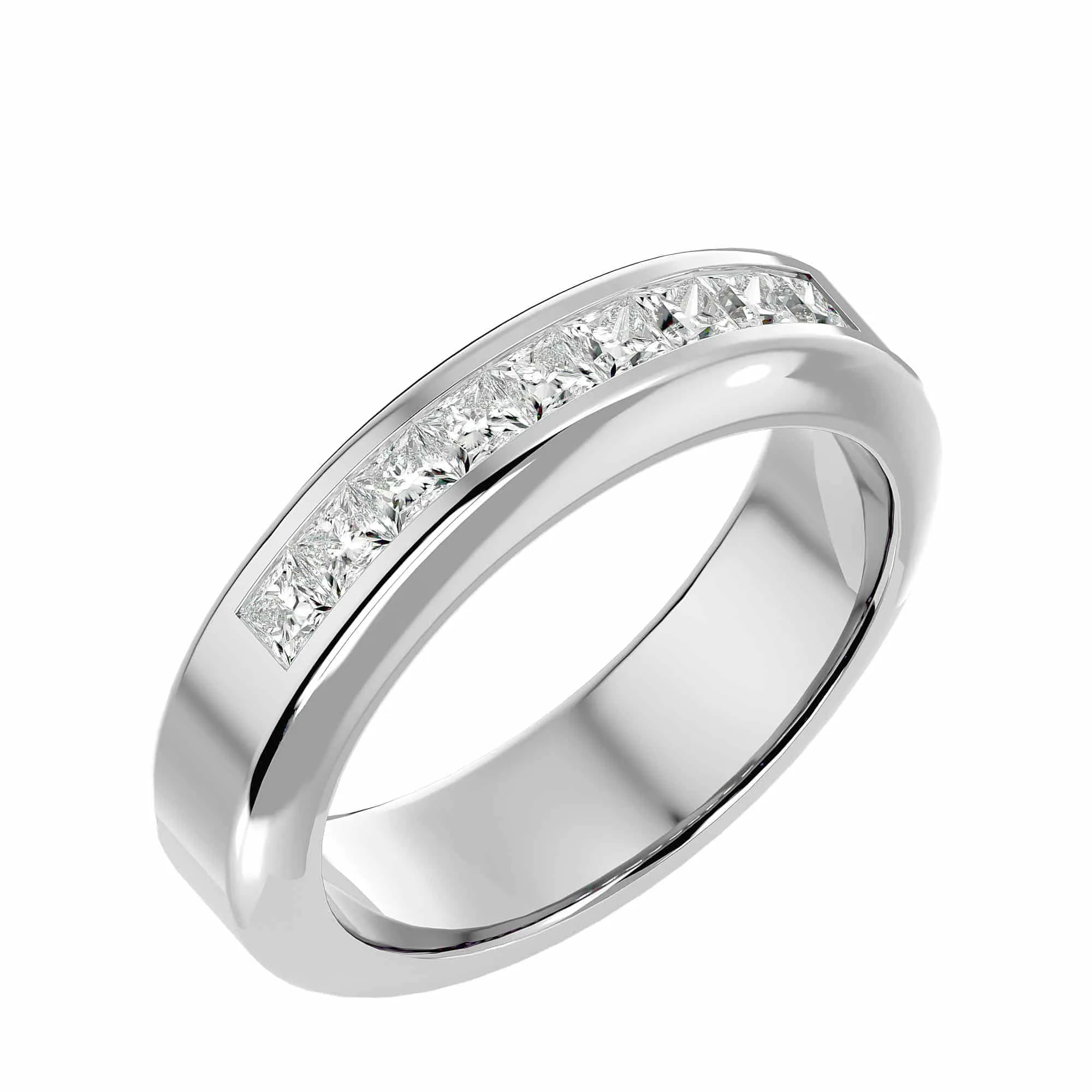 Channel-Set Square Diamond Men's Wedding Ring