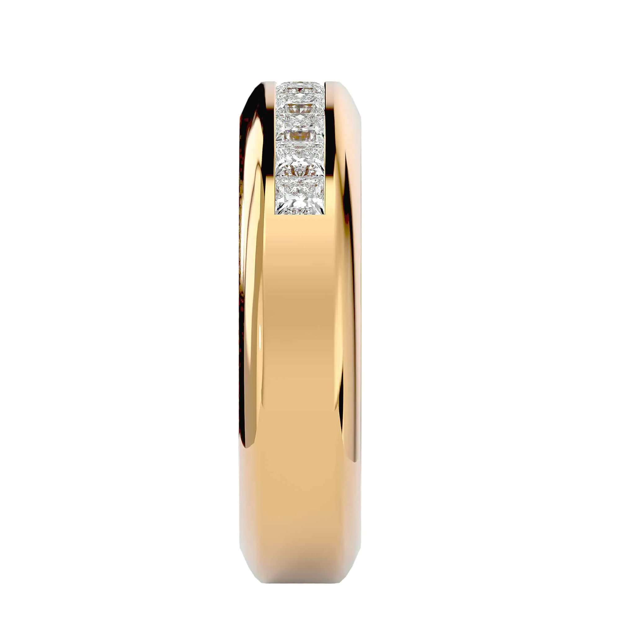 Channel-Set Square Diamond Men's Wedding Ring