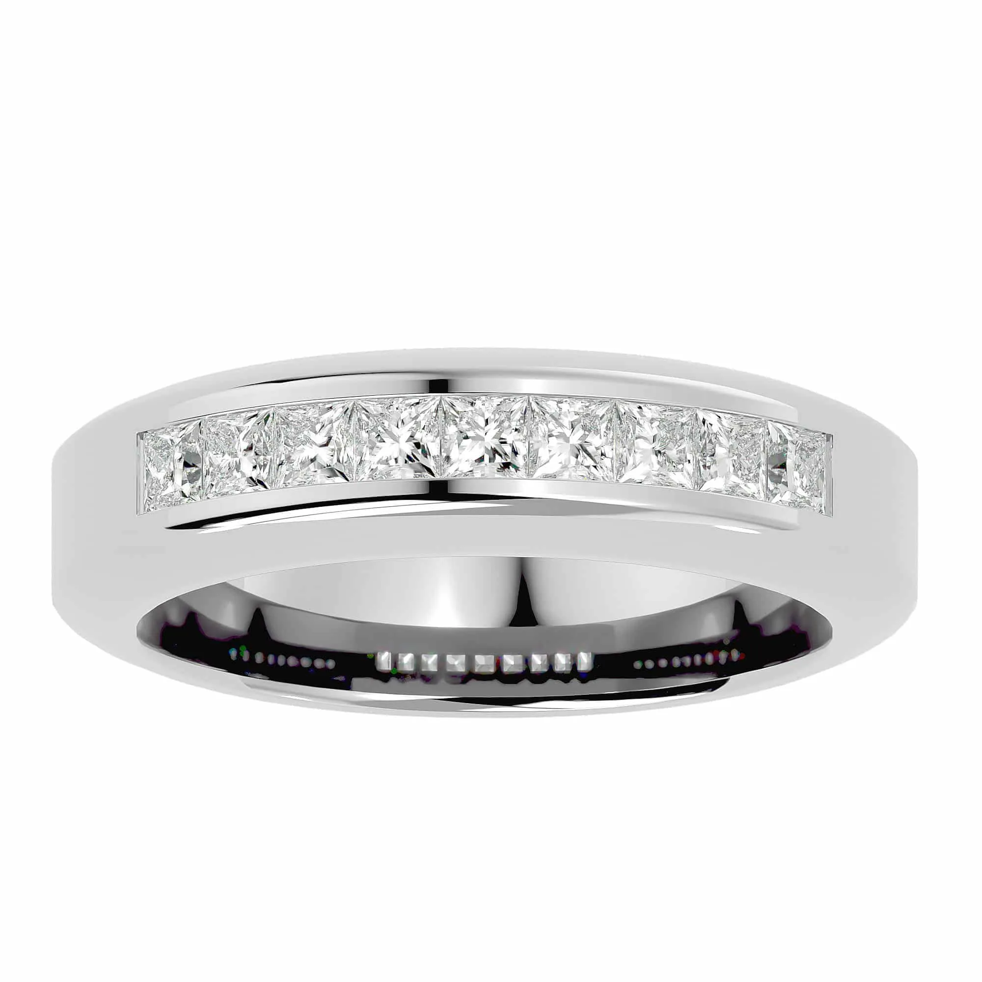 Channel-Set Square Diamond Men's Wedding Ring