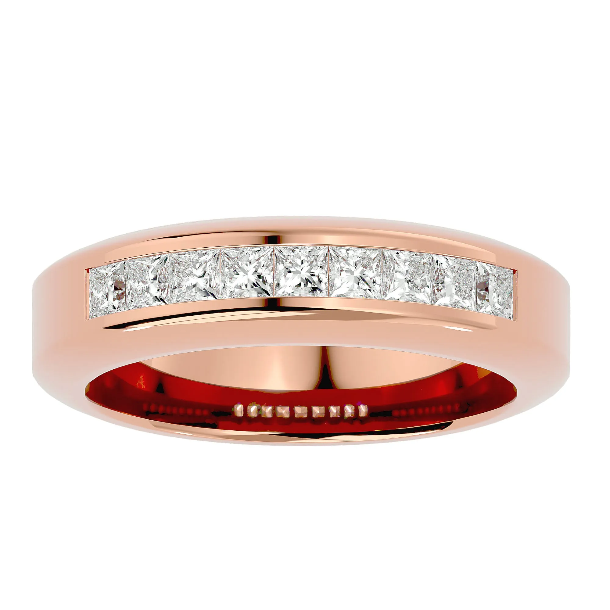 Channel-Set Square Diamond Men's Wedding Ring