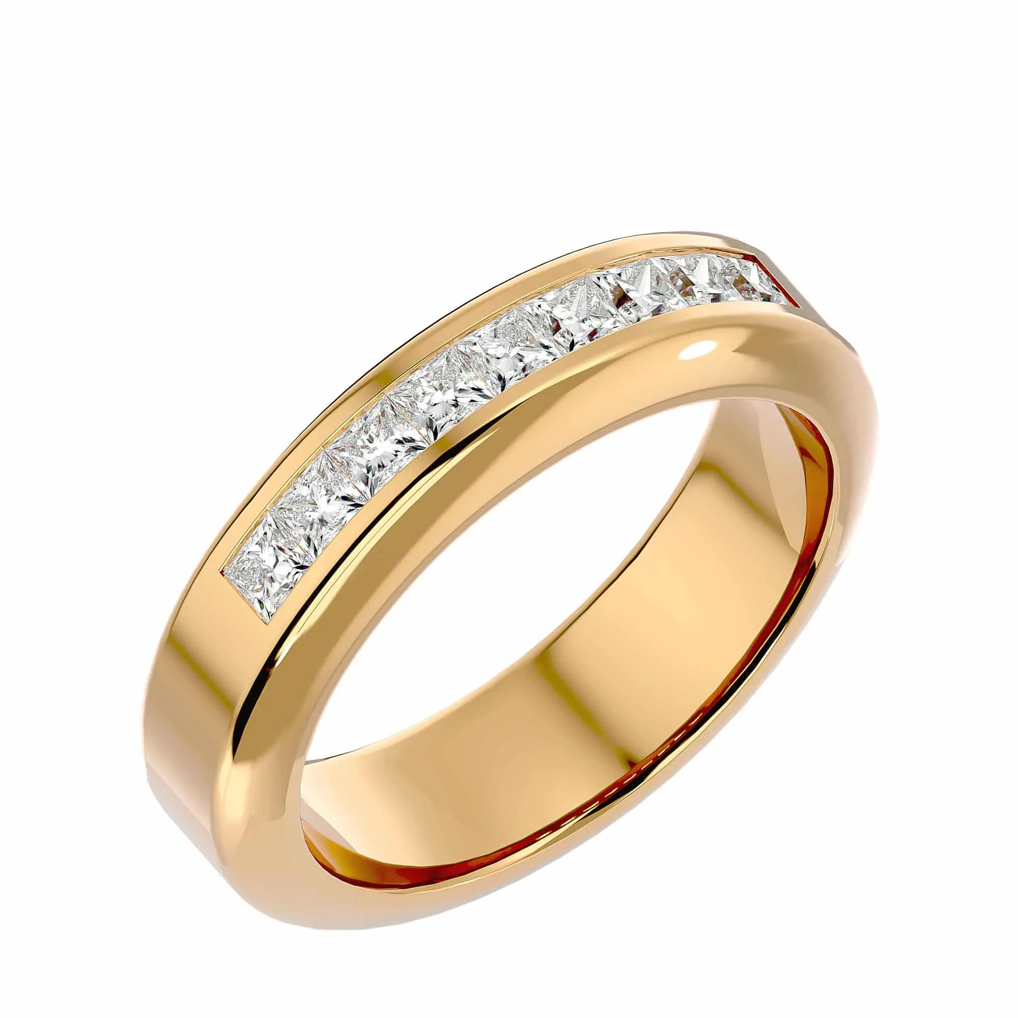 Channel-Set Square Diamond Men's Wedding Ring