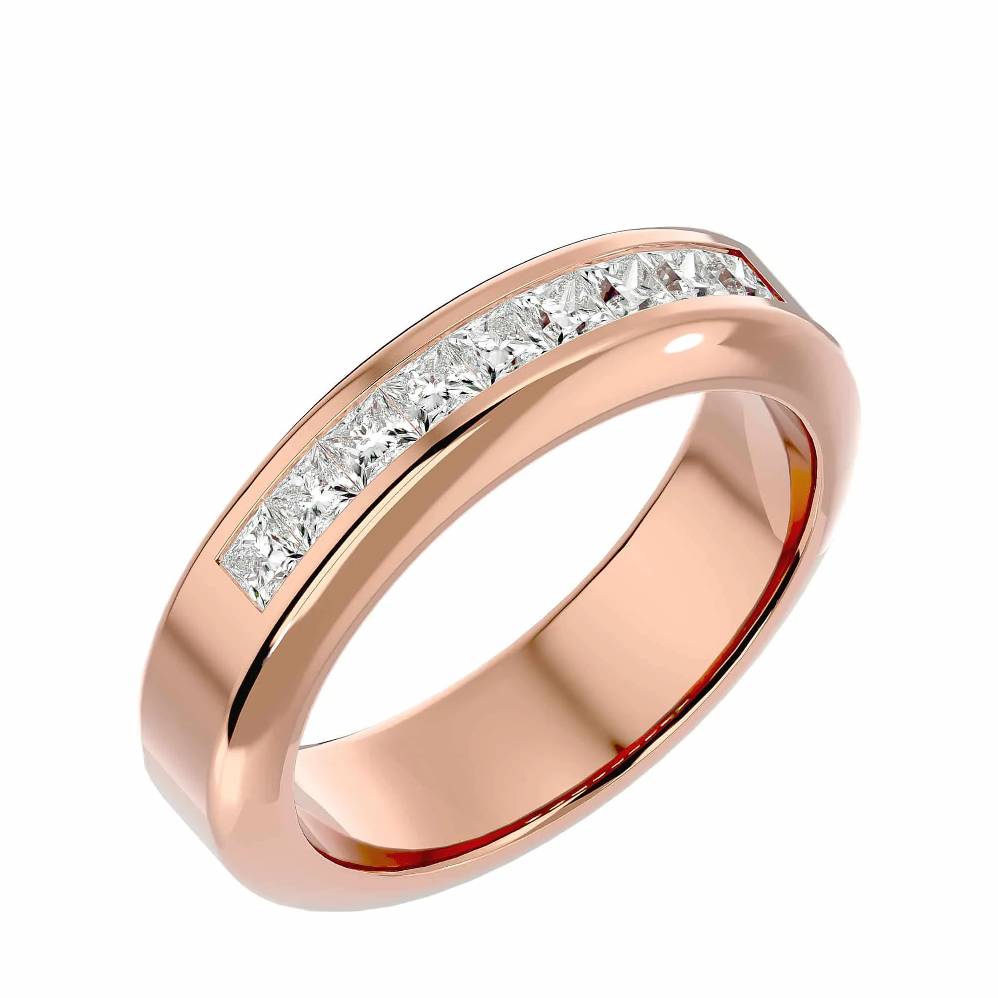 Channel-Set Square Diamond Men's Wedding Ring