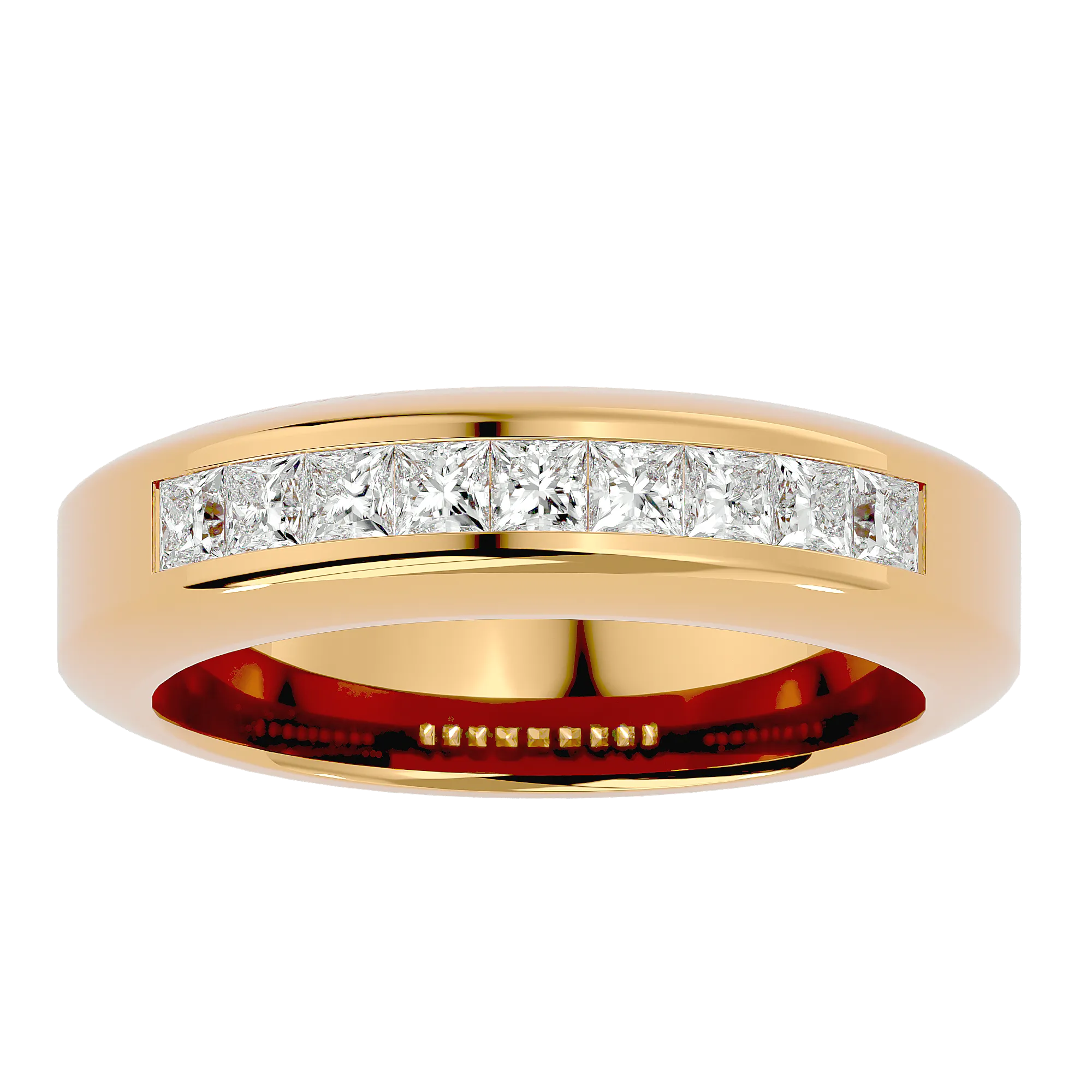 Channel-Set Square Diamond Men's Wedding Ring
