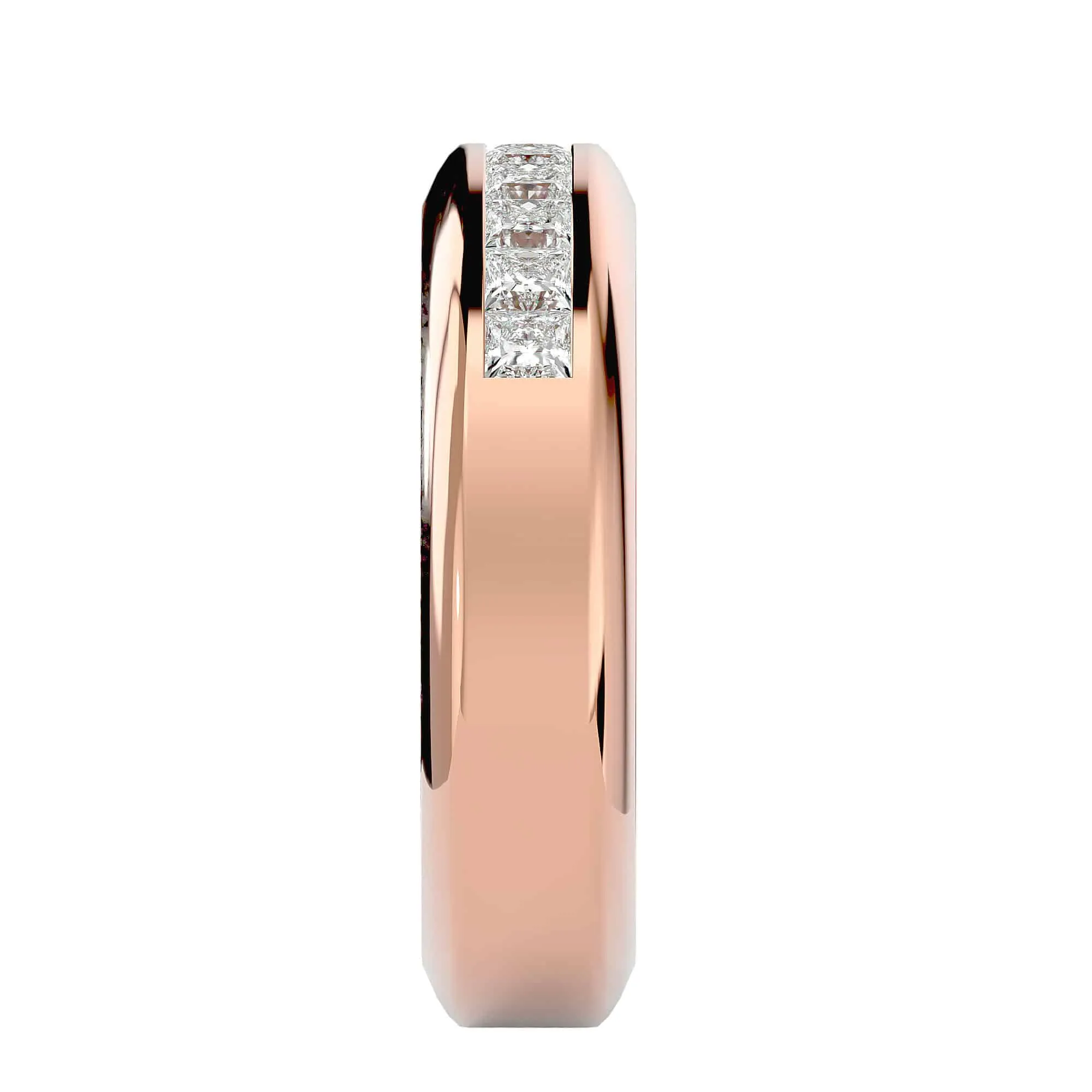 Channel-Set Square Diamond Men's Wedding Ring