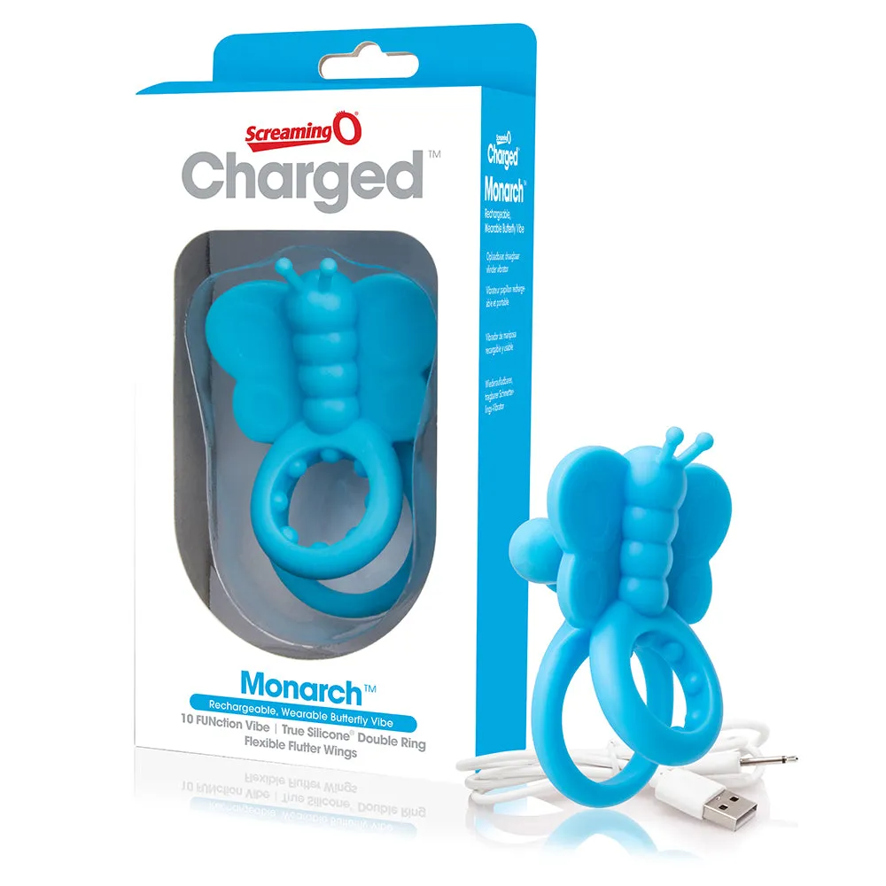 Charged Monarch Butterfly 10 Functions USB Rechargeable Powerful Vibrating Cock Ring