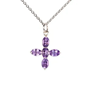 Charlotte Amethyst and Sterling Silver Cross Necklace