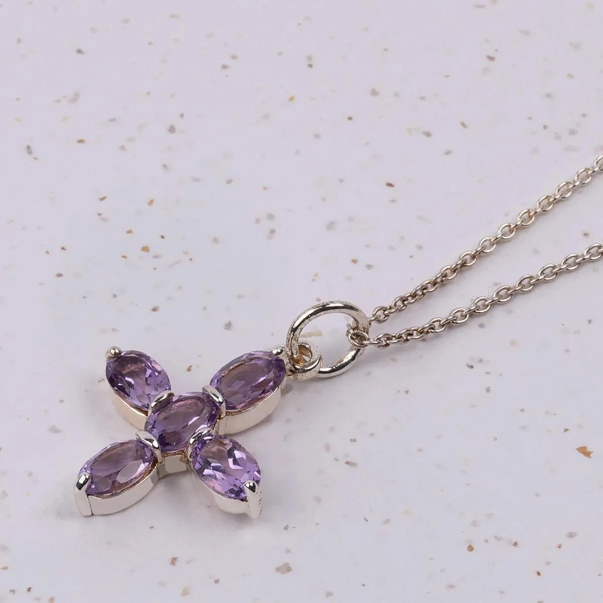 Charlotte Amethyst and Sterling Silver Cross Necklace