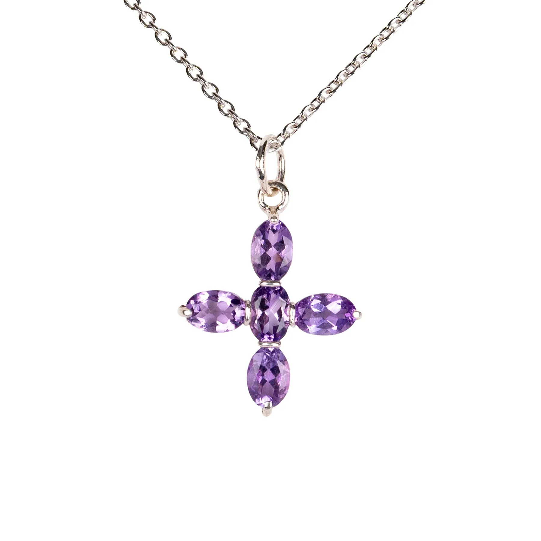 Charlotte Amethyst and Sterling Silver Cross Necklace