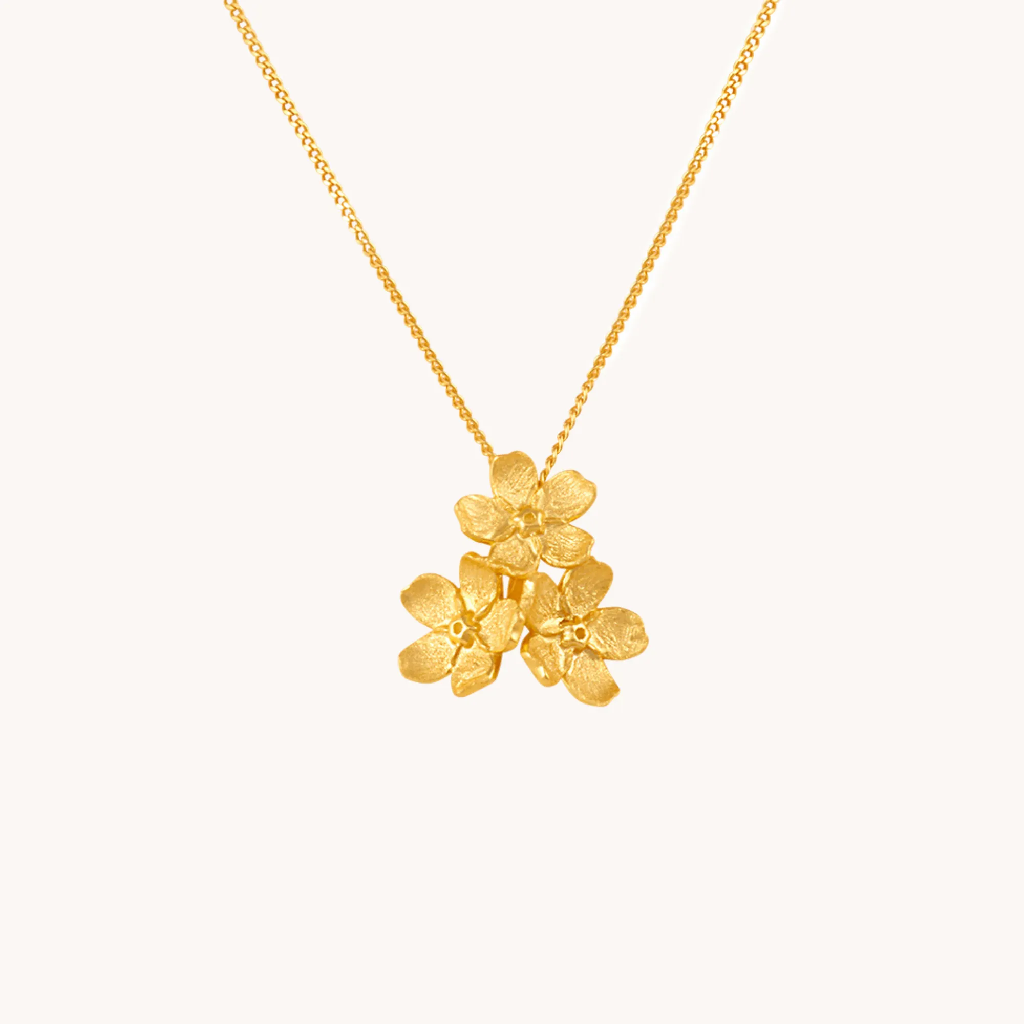 Cherry Blossom Bunch Gold Pendant With Chain W.