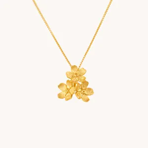 Cherry Blossom Bunch Gold Pendant With Chain W.