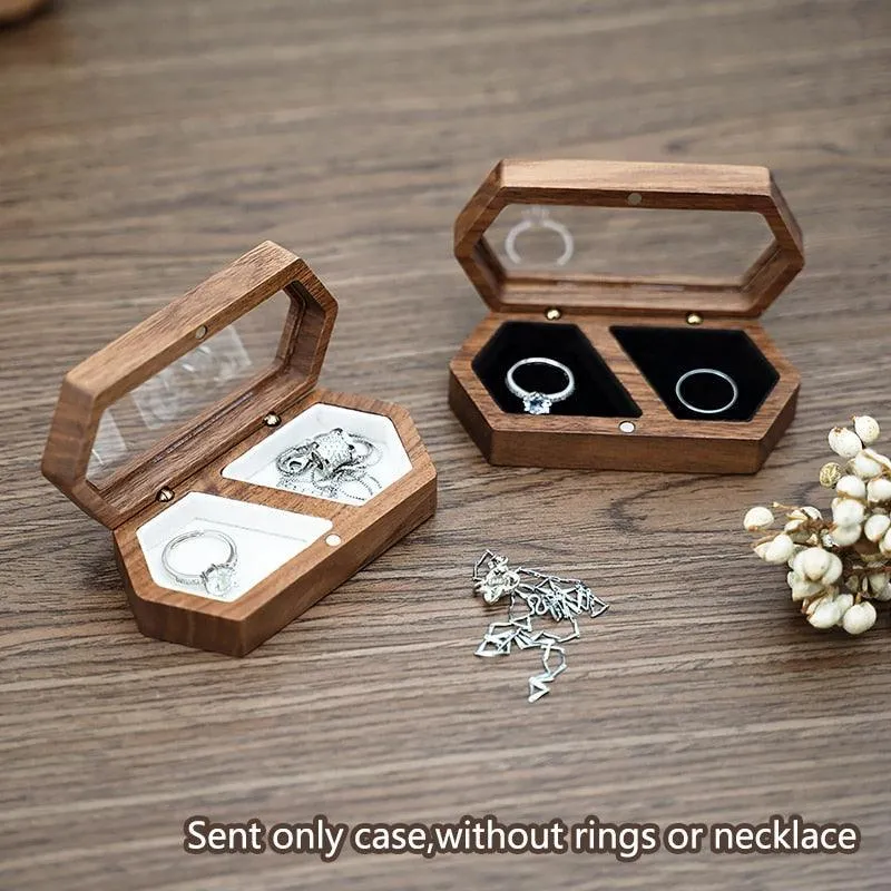 Chic Hexagonal Wooden Ring Stand - Stylish Jewelry Organizer for Couples