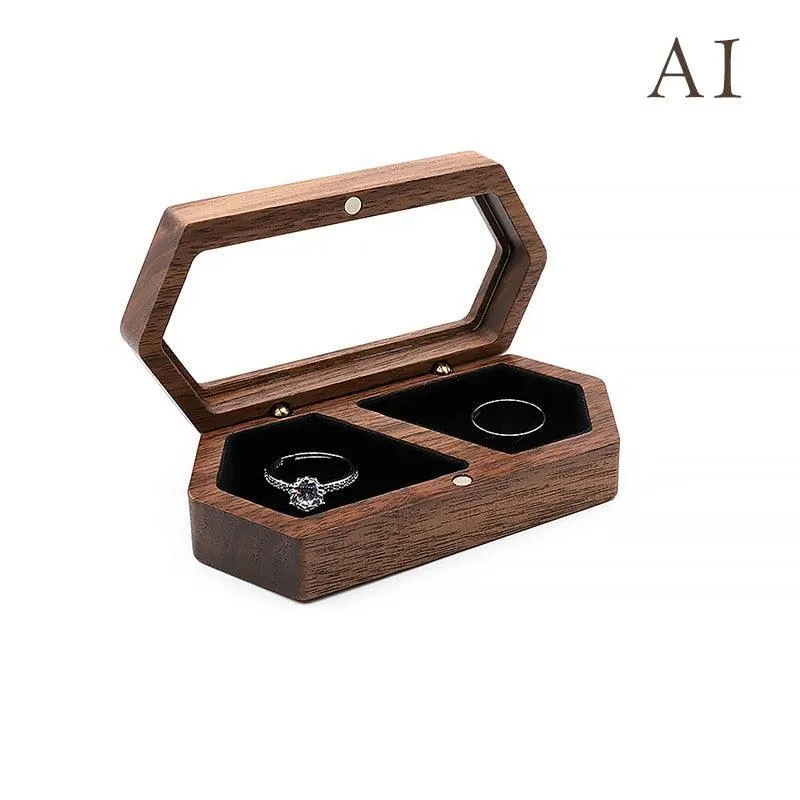 Chic Hexagonal Wooden Ring Stand - Stylish Jewelry Organizer for Couples