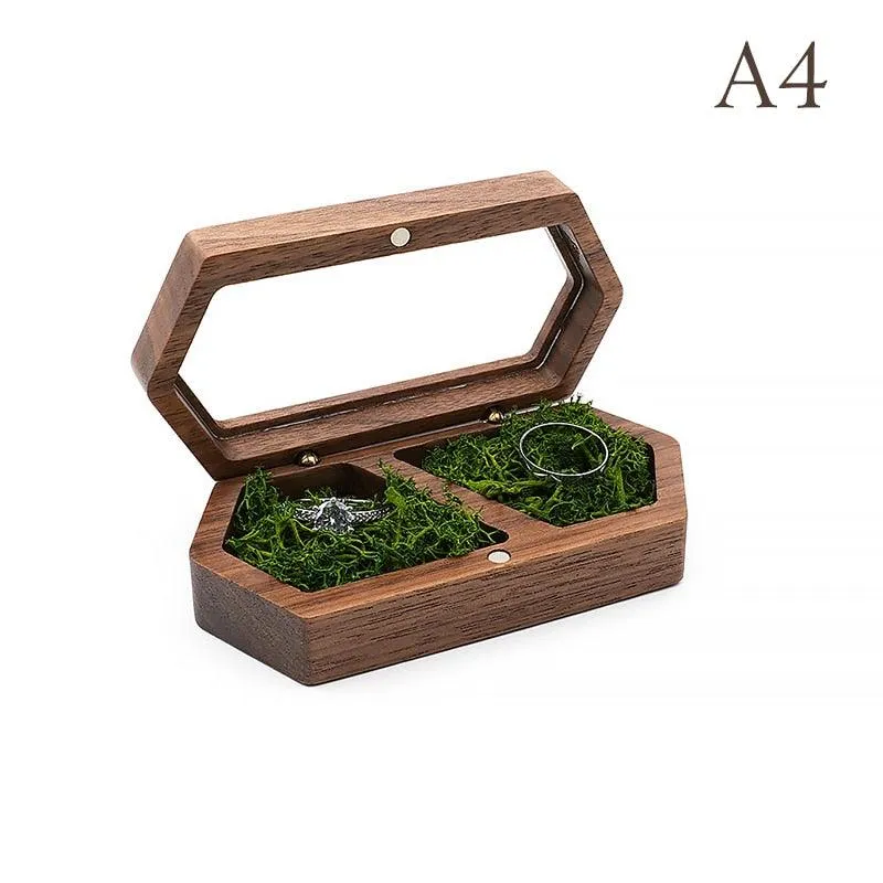 Chic Hexagonal Wooden Ring Stand - Stylish Jewelry Organizer for Couples