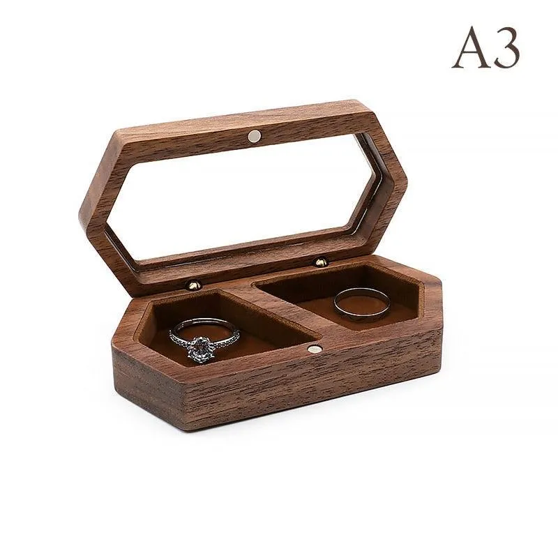 Chic Hexagonal Wooden Ring Stand - Stylish Jewelry Organizer for Couples