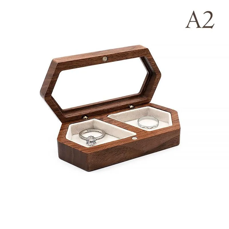 Chic Hexagonal Wooden Ring Stand - Stylish Jewelry Organizer for Couples