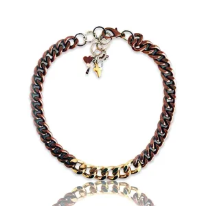 Choker Necklace With Double Color Brass Chain and Charms. Boho Chic Necklace, Boho Chic Jewelry. 2 Colors