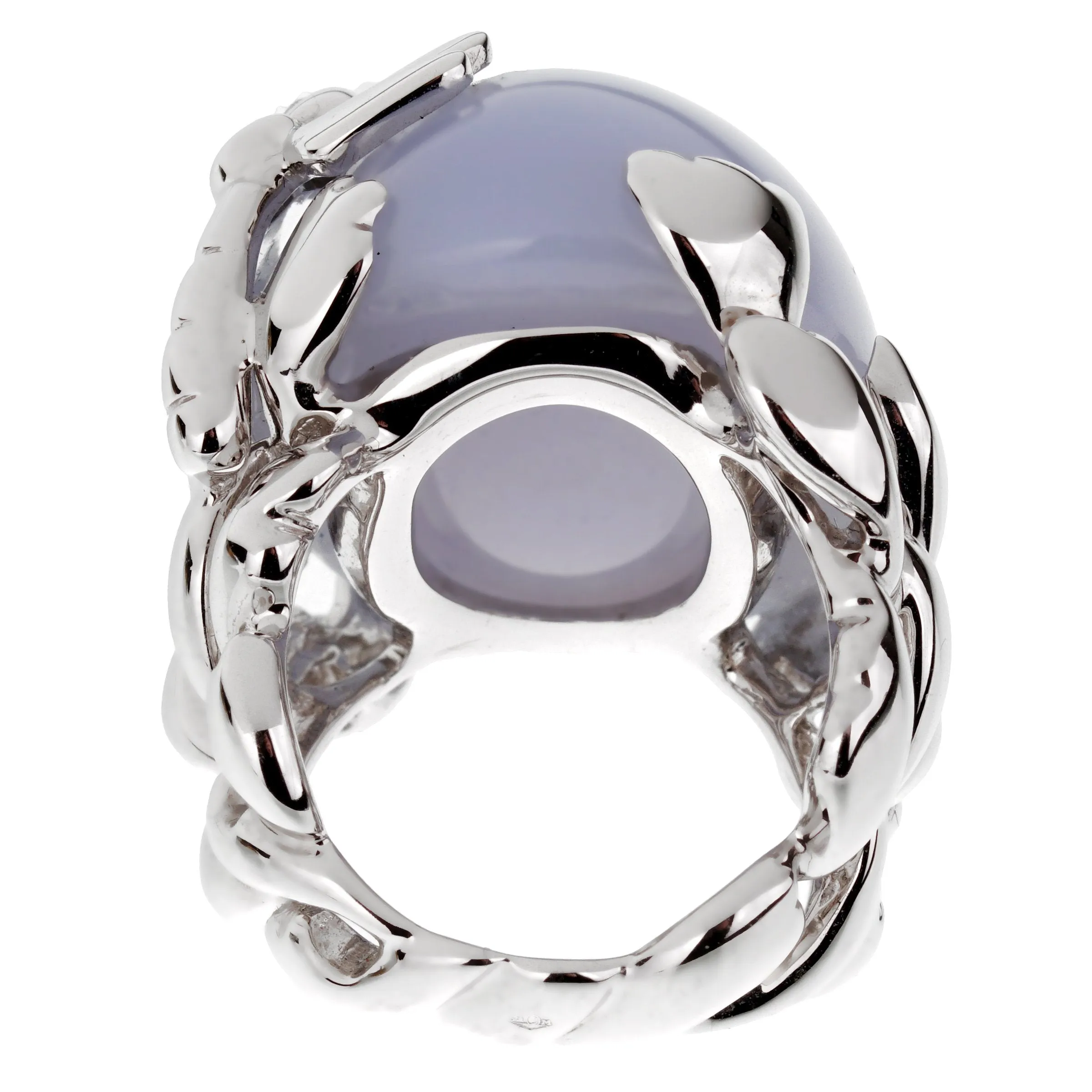Christian Dior 40ct Blue Chalcedony 18k Diamond Gold Cocktail Ring Sz 6
