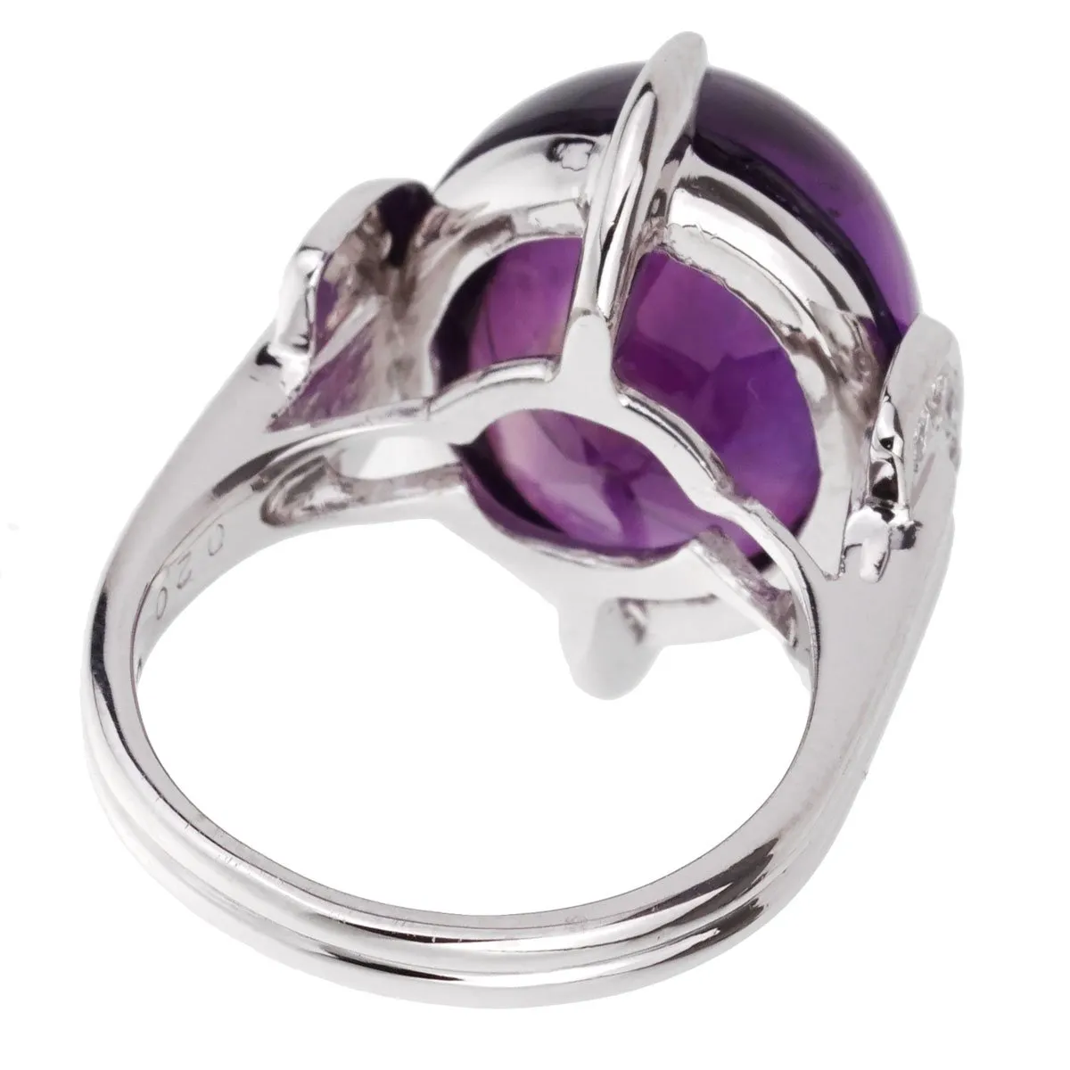 Christian Dior Amethyst Diamond Platinum Cocktail Ring Sz 5 1/2
