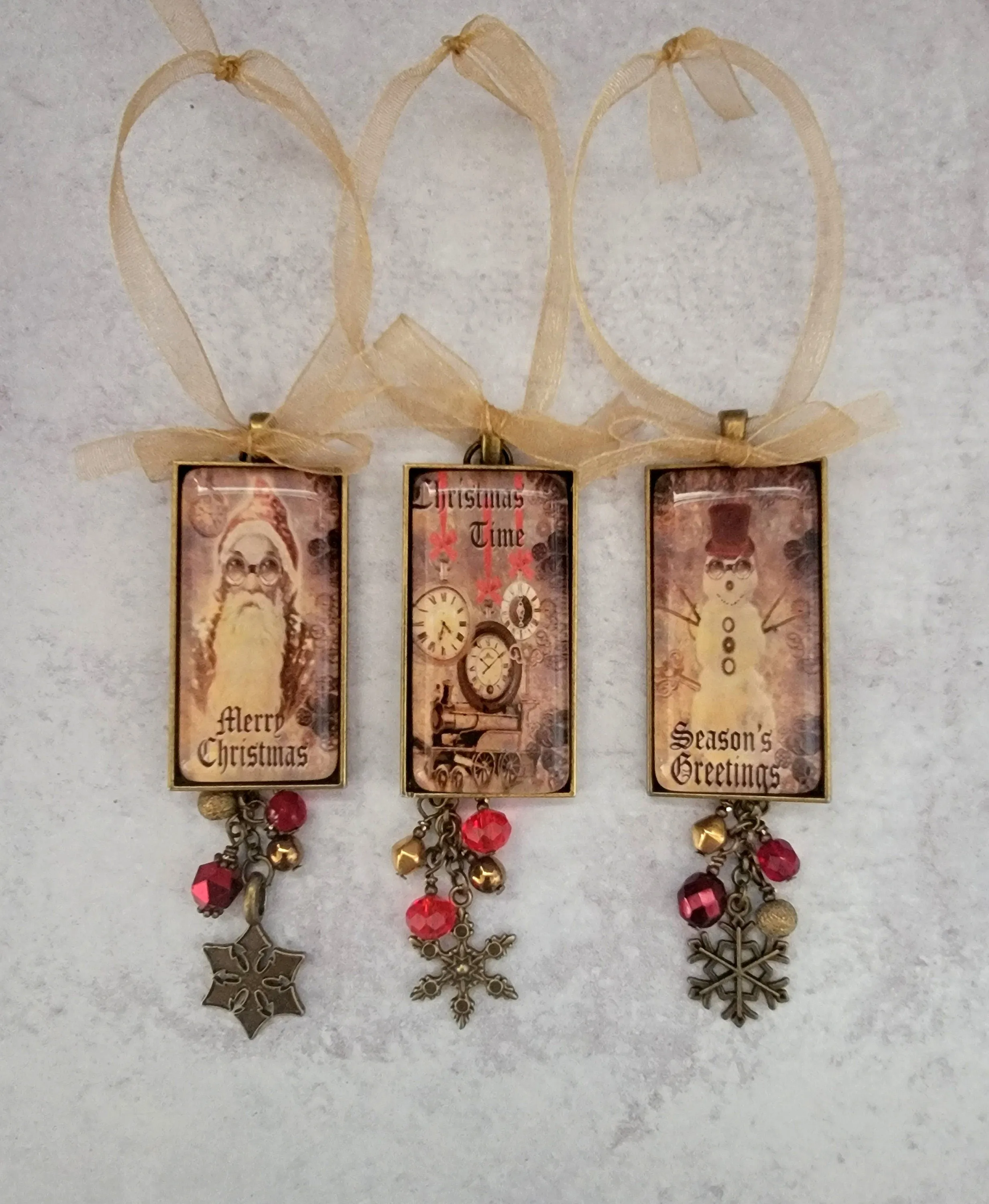 Christmas Ornaments, Steampunk Style Holiday Ornaments, Unique Holiday Decor
